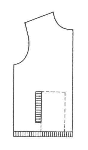 Рис. 2 Вязание вертикального кармана